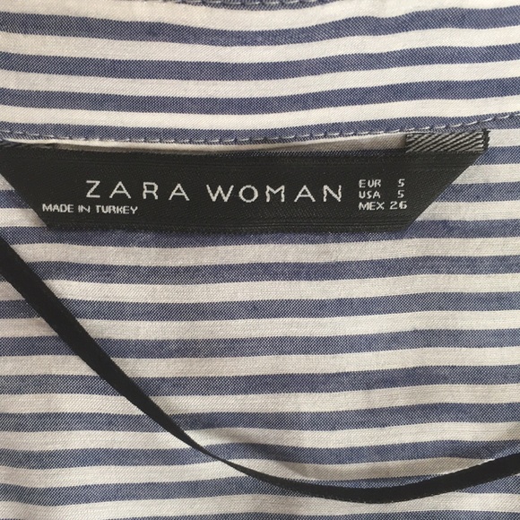 EUC Zara Blue/white striped blouse - Picture 3 of 4